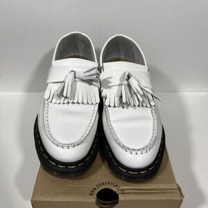 Dr Martens Adrian YS Tasseled Loafer Shoes Mens 9/ Woman 10 White Smooth Leather